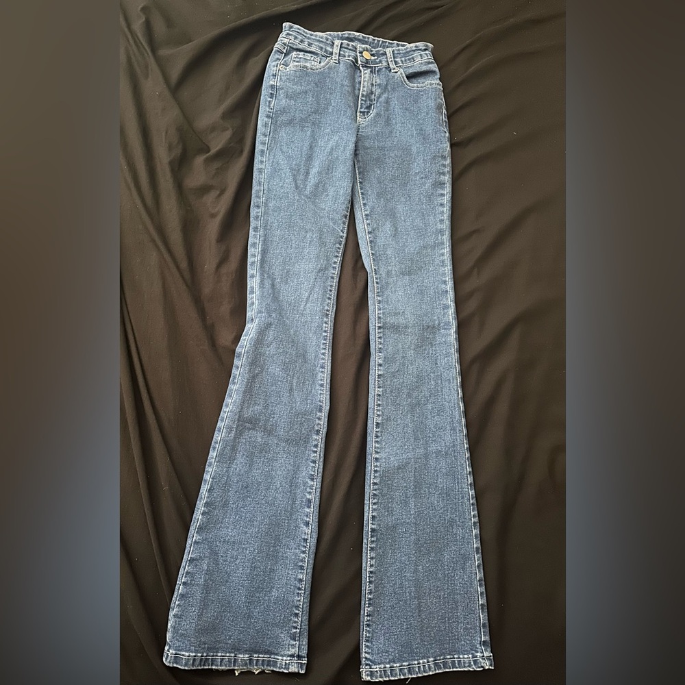 SHEIN beautiful Flared Pocket Design Jeans